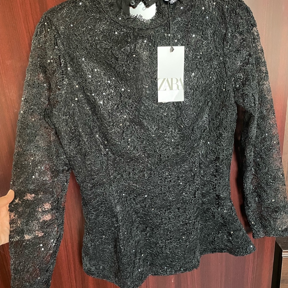 COPY - Zara long-sleeve lace top. Medium
